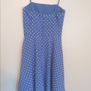 Spaghetti strap blue and white pika dot dress